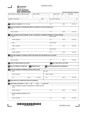 Safe Deposit Box Inventory Form