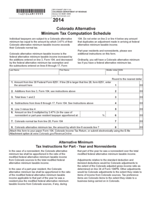 Colorado Alternative Minimum Tax Computation Schedule