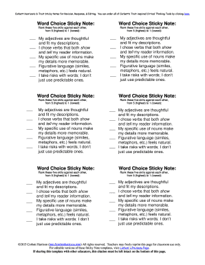 Word Choice Sticky Note Template