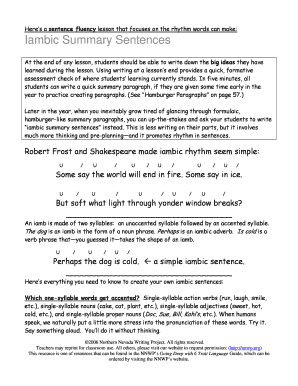 Iambic Summary Sentences Lesson