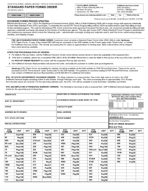 California Standard Paper Forms Order
