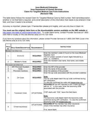 Iowa Medicaid Targeted Medical Care Claim Form