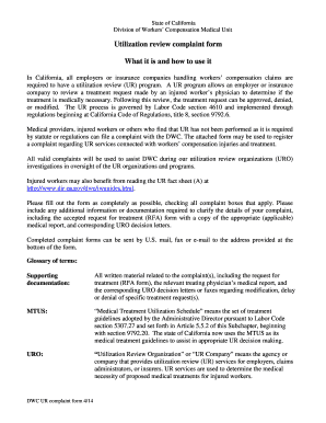 California Utilization Review Complaint Form