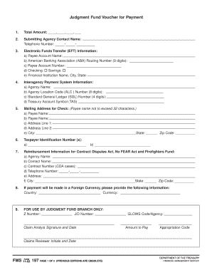 Judgment Fund Voucher for Payment