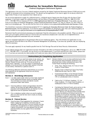 FERS Application for Immediate Retirement