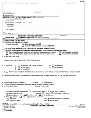 California Unlawful Detainer Complaint Form