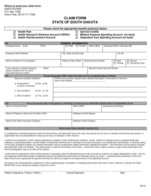 South Dakota Medical Expense Claim Form