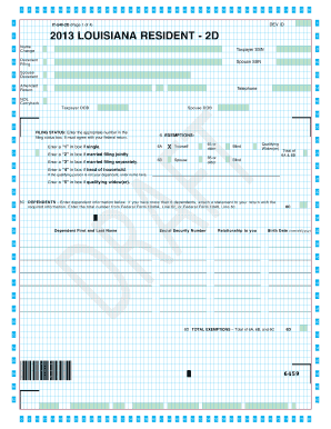 Louisiana Resident Income Tax Form 2D