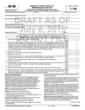 IRS Form W-4S Withholding From Sick Pay