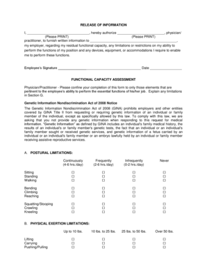 Employee Functional Capacity Release Form