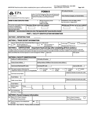 EPA Form R Toxic Chemical Release Form