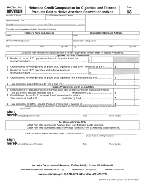 Nebraska Cigarette and Tobacco Tax Credit Form