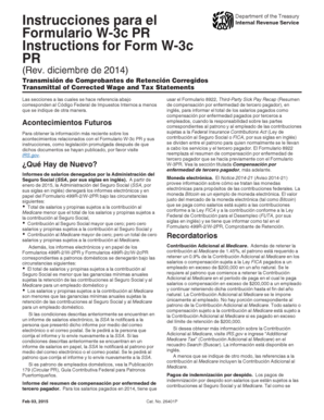 Instrucciones para Formulario W-3c PR
