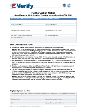 Further Action Notice - SSA TNC