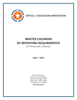 MASTER CALENDAR OF REPORTING REQUIREMENTS