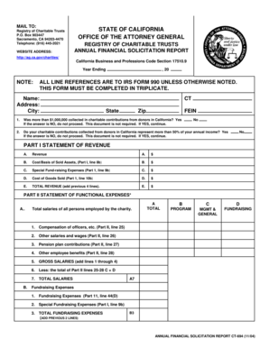 California Annual Financial Solicitation Report