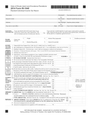 Rhode Island 2014 Form RI-1040