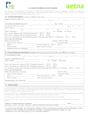 TRS-Care Health Insurance Claim Form