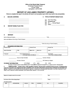 Illinois Unclaimed Property Report UPD601