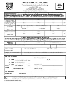 Florida Birth Record Application