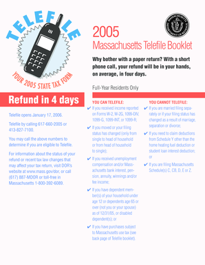 Massachusetts Telefile Worksheet 2005