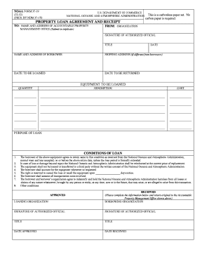 NOAA Property Loan Agreement and Receipt