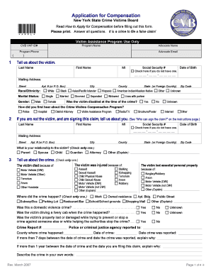 New York State Crime Victims Board Claim Application