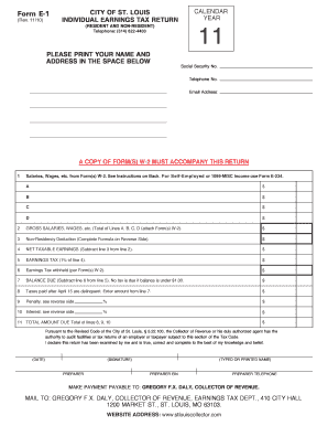 City of St. Louis Individual Earnings Tax Return
