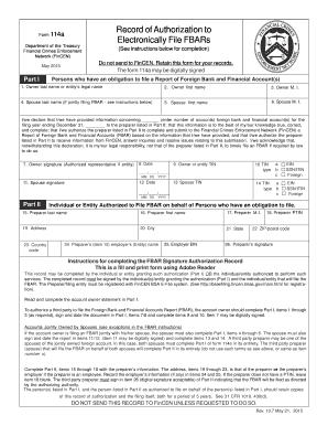 Form 114a Authorization to Electronically File FBARs