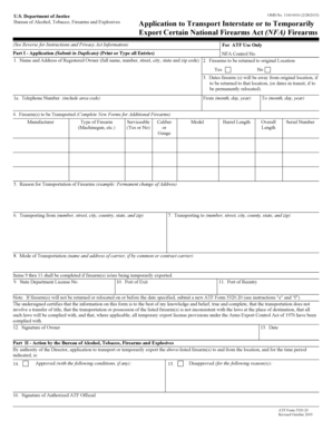 ATF Form 5320.20 Application to Transport NFA Firearms