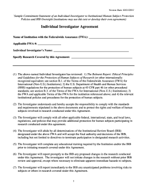 Individual Investigator Agreement