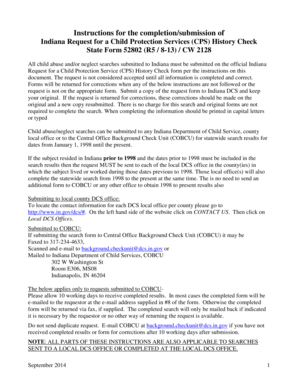 Indiana Request for a Child Protection Services History Check