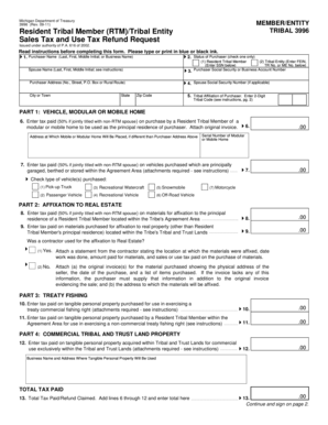 Michigan Tribal Sales Tax Refund Request