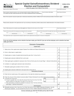 Nebraska Special Capital Gains/Extraordinary Dividend Form 4797N