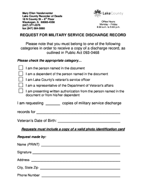 Request for Military Service Discharge Record
