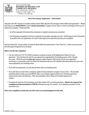 New York Rent Overcharge Application