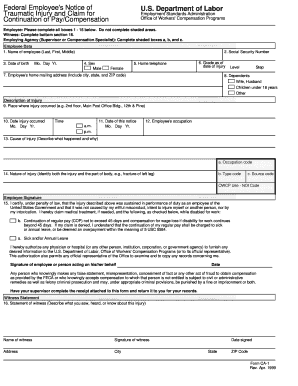 Federal Employee's Notice of Traumatic Injury and Claim for Compensation