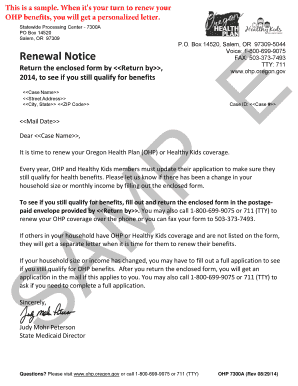 Oregon Health Plan Renewal Form