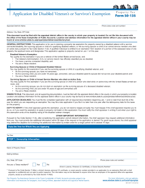 Texas Disabled Veteran’s or Survivor’s Property Tax Exemption Form