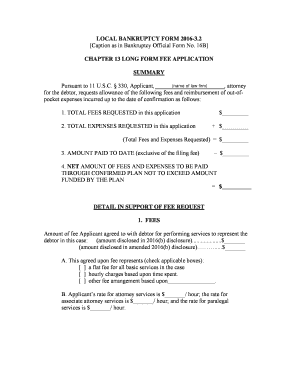 Chapter 13 Long Form Fee Application