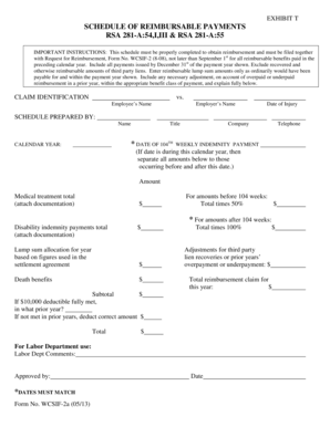 Schedule of Reimbursable Payments