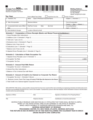 Georgia Form 900 Business Occupation Tax Return