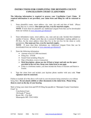 Hennepin County Conciliation Court Claim Form