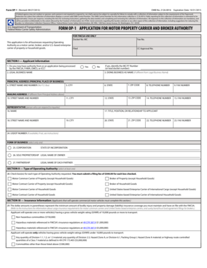 Form OP-1 Application for Motor Property Carrier and Broker Authority