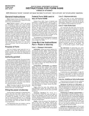 Hawaii Power of Attorney Form N-848