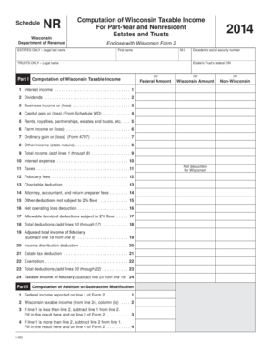 Wisconsin Schedule NR Tax Form