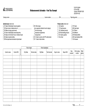 Washington Fuel Tax Exempt Disbursement Schedule