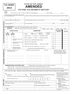 New Jersey Amended Income Tax Return