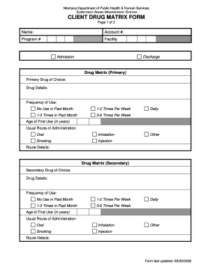 Montana Client Drug Matrix Form
