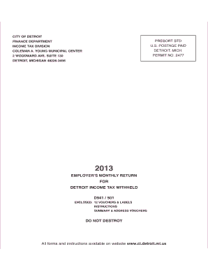 Detroit Income Tax Withheld Employer Monthly Return